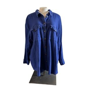 BP + Wildfang Blue Herringbone Flannel Button Up Shirt Women’s 2X